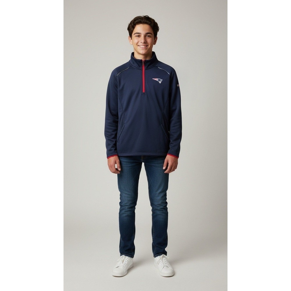 NFL New England Patriots football Youth Navy Quarter Zip Pullover M 10/12 jacket